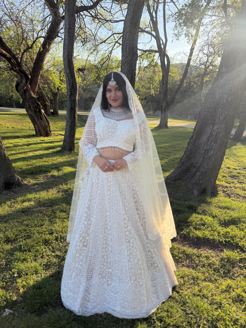 Off-White Bridal Lehnga Set - Front