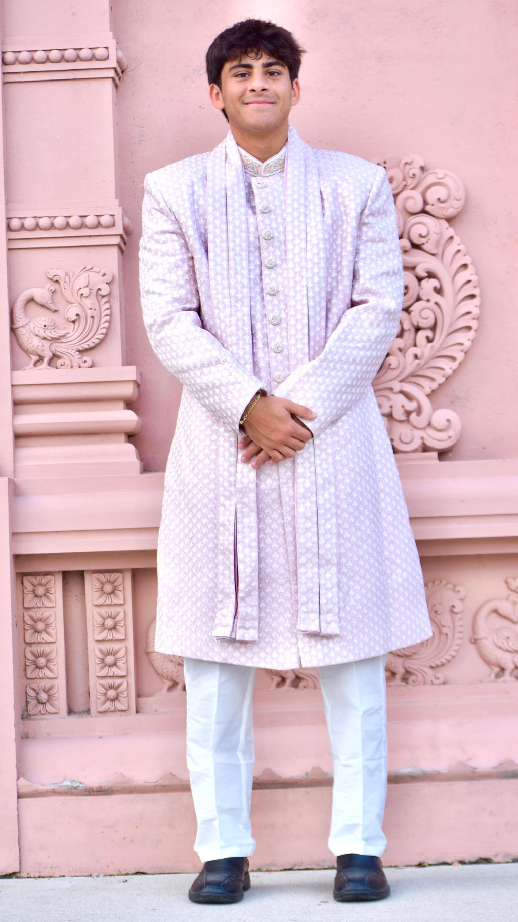 Light Pink Color Sherwani Set