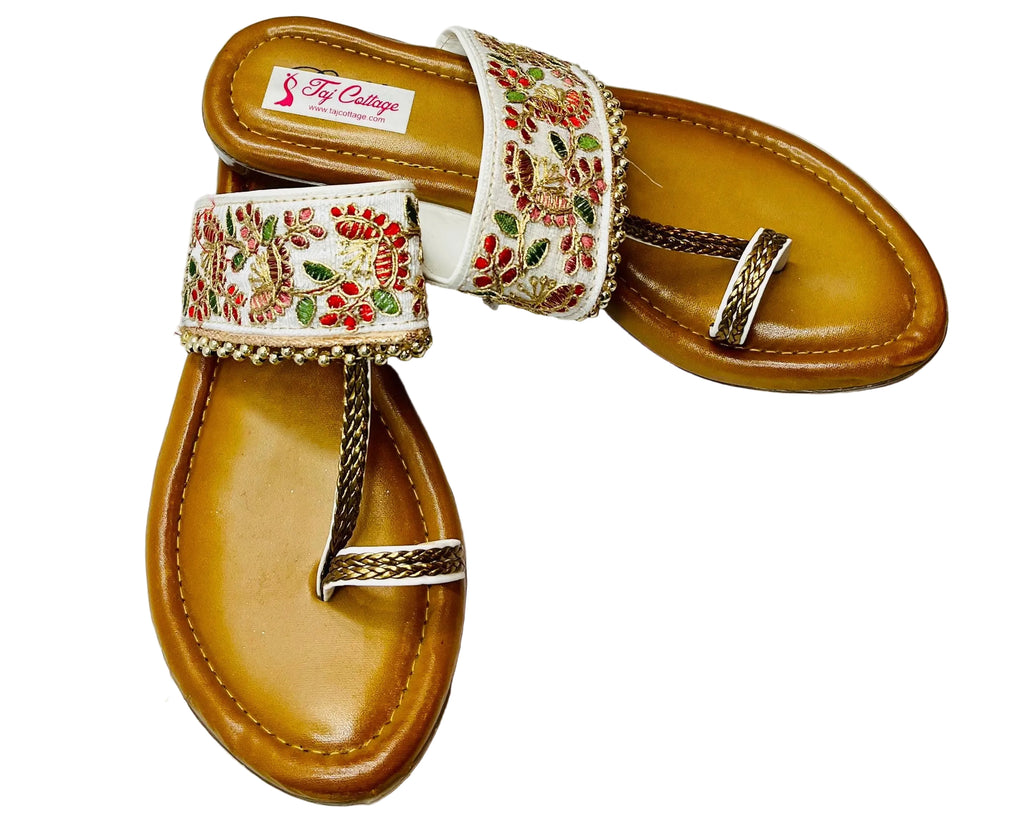 Gold & White Sandals