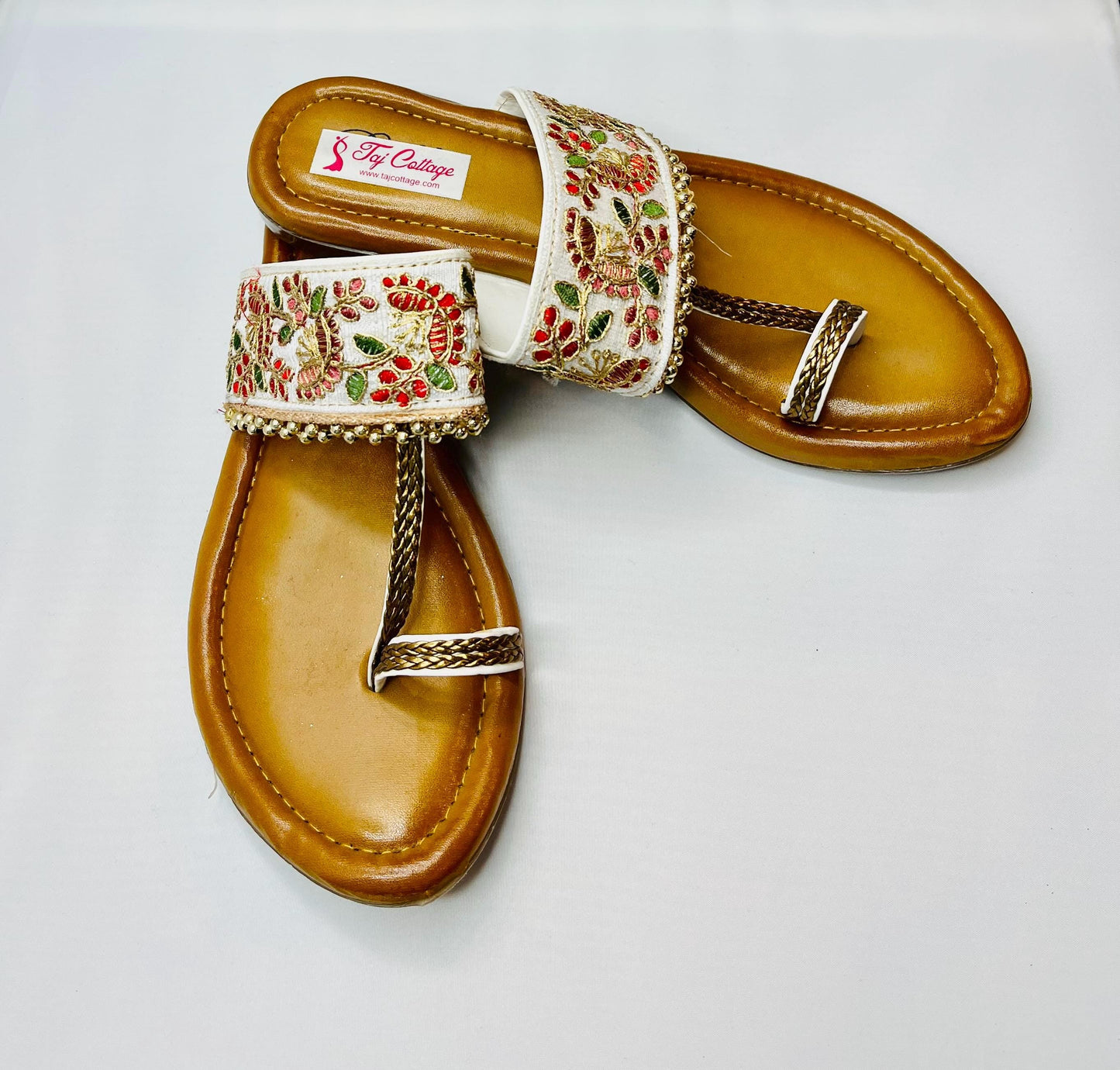 Gold & White Color Sandals