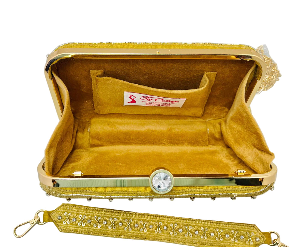 Gold Banarasi Fringe Clutch