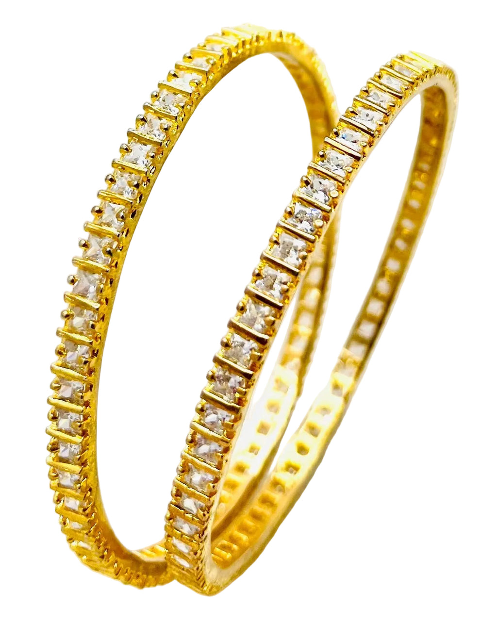 Rhinestoned Golden Bangles
