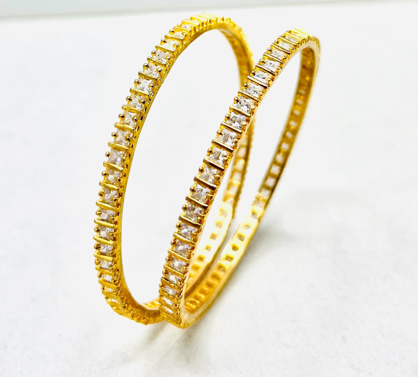 Rhinestones  Golden Bangles