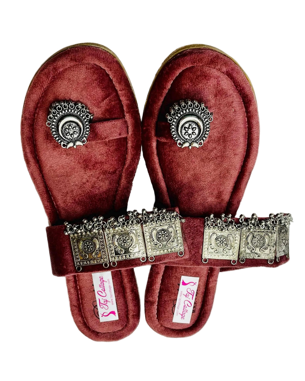 Maroon Velvet Color Sandals