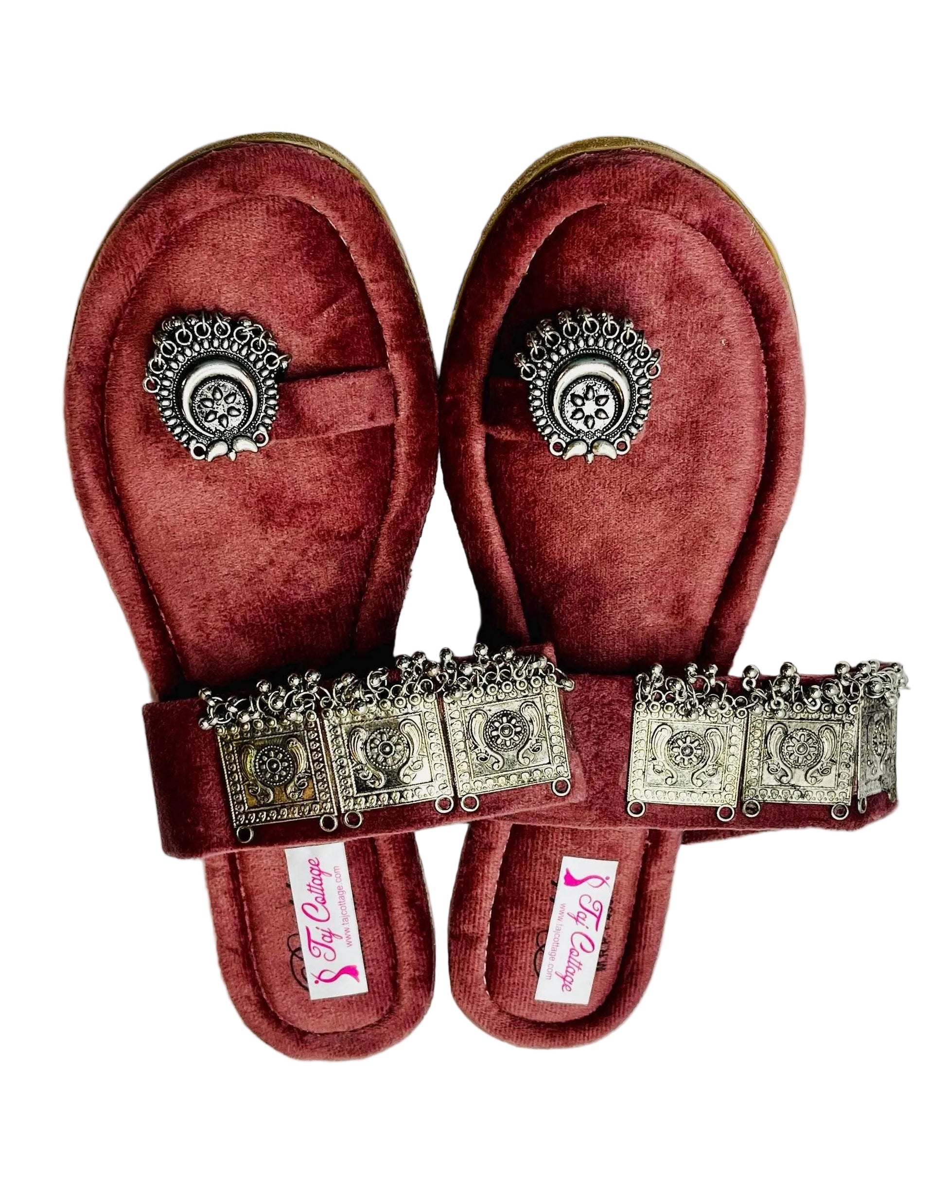 Maroon Velvet Color Sandals