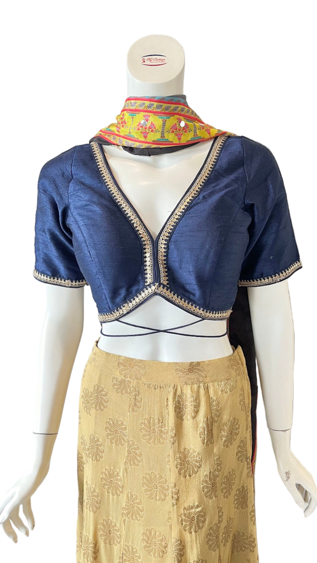 Gold & Navy Lehnga with Multi-Color Duppatta