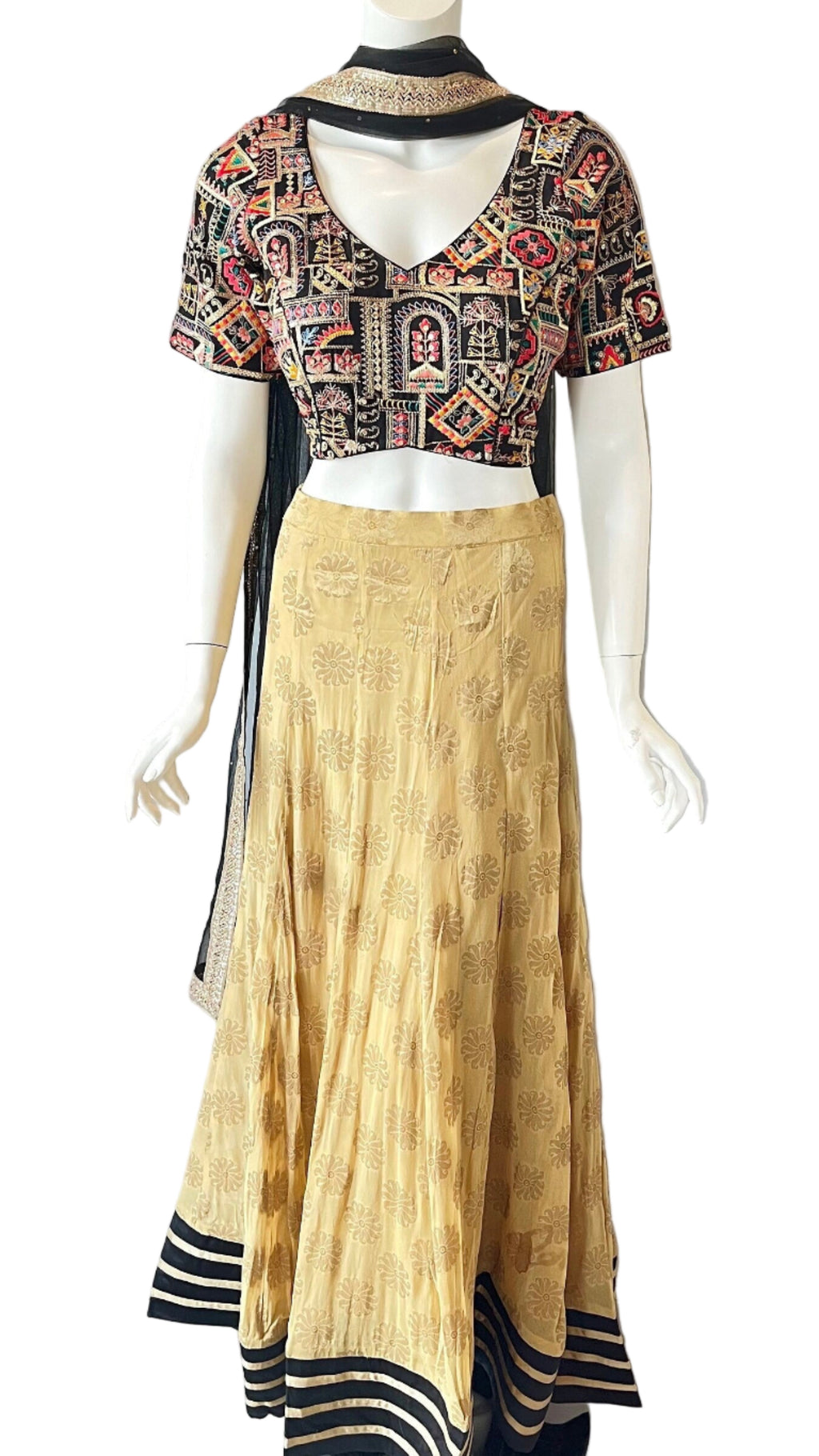 Gold & Black Embroidered Lehnga
