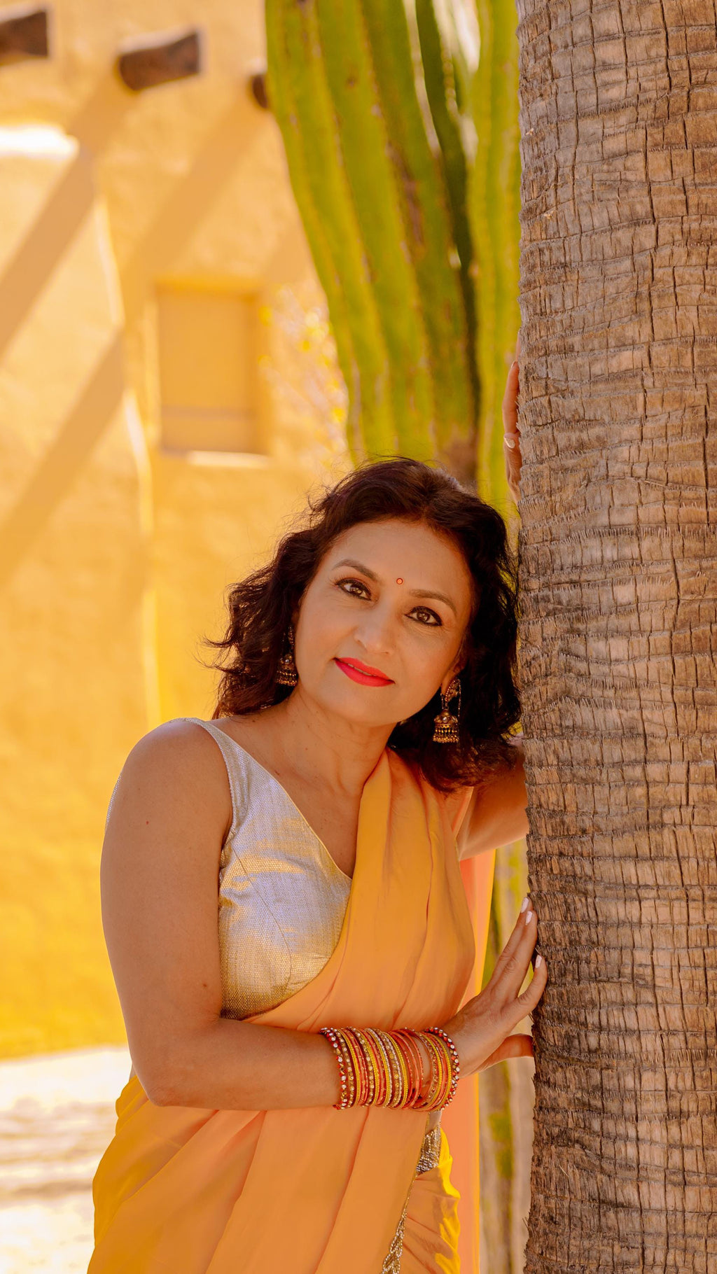 Mustard Yellow Crepe Readymade Saree