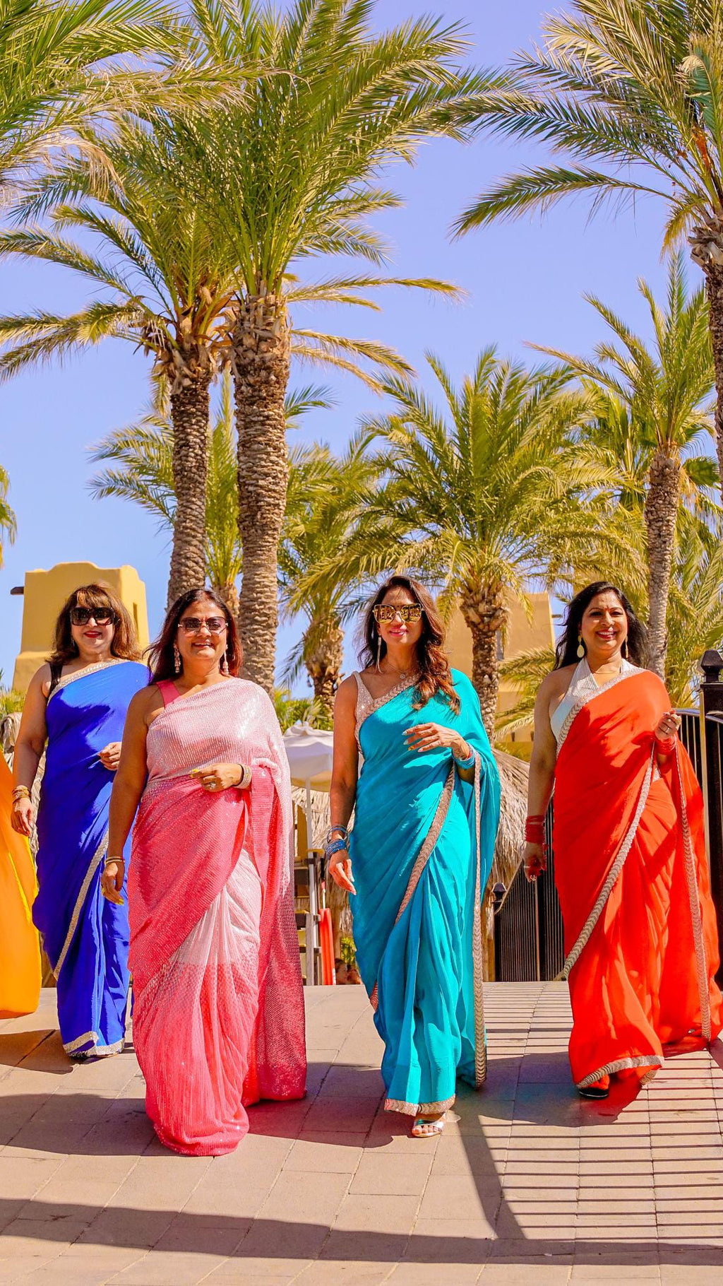 Cyan Crepe Readymade Saree