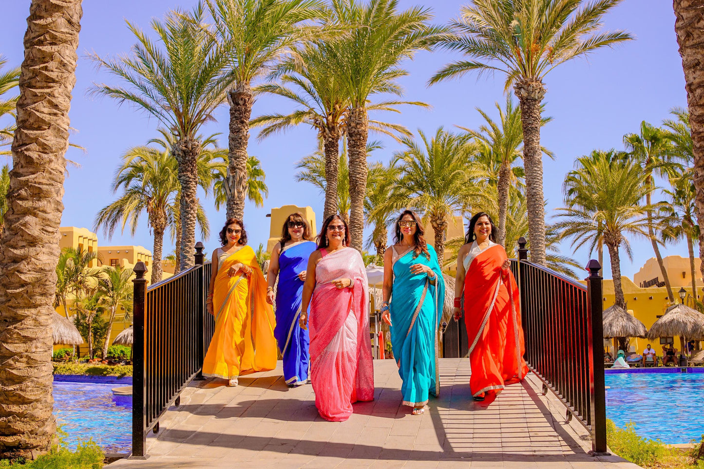Cyan Crepe Readymade Saree
