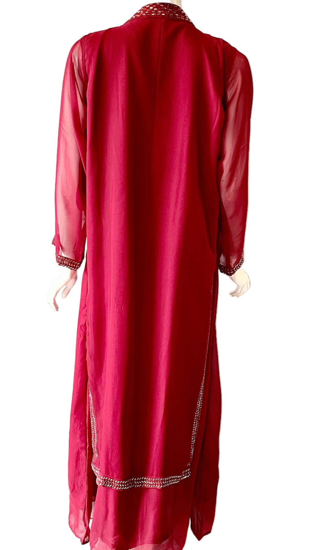 Red Georgette Crystal Gown