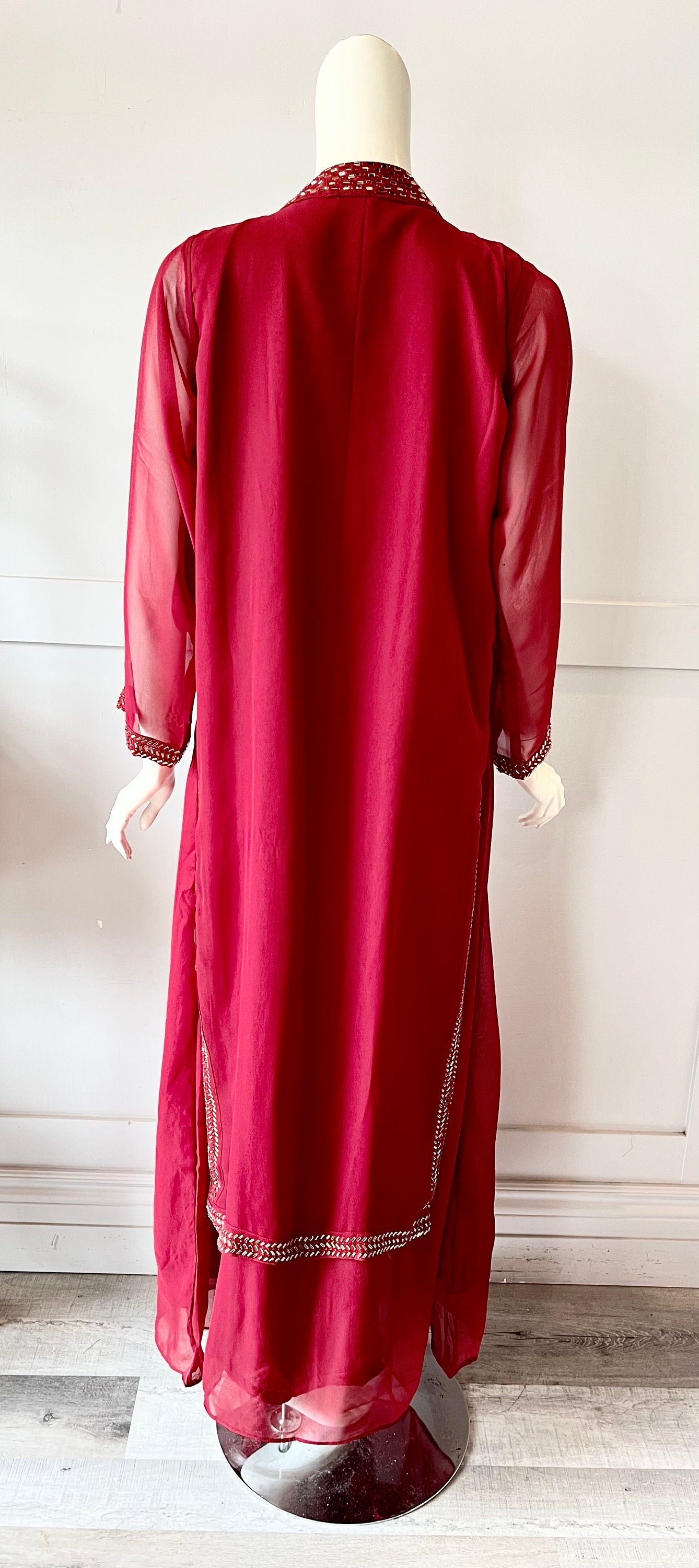 Red georgette gown
