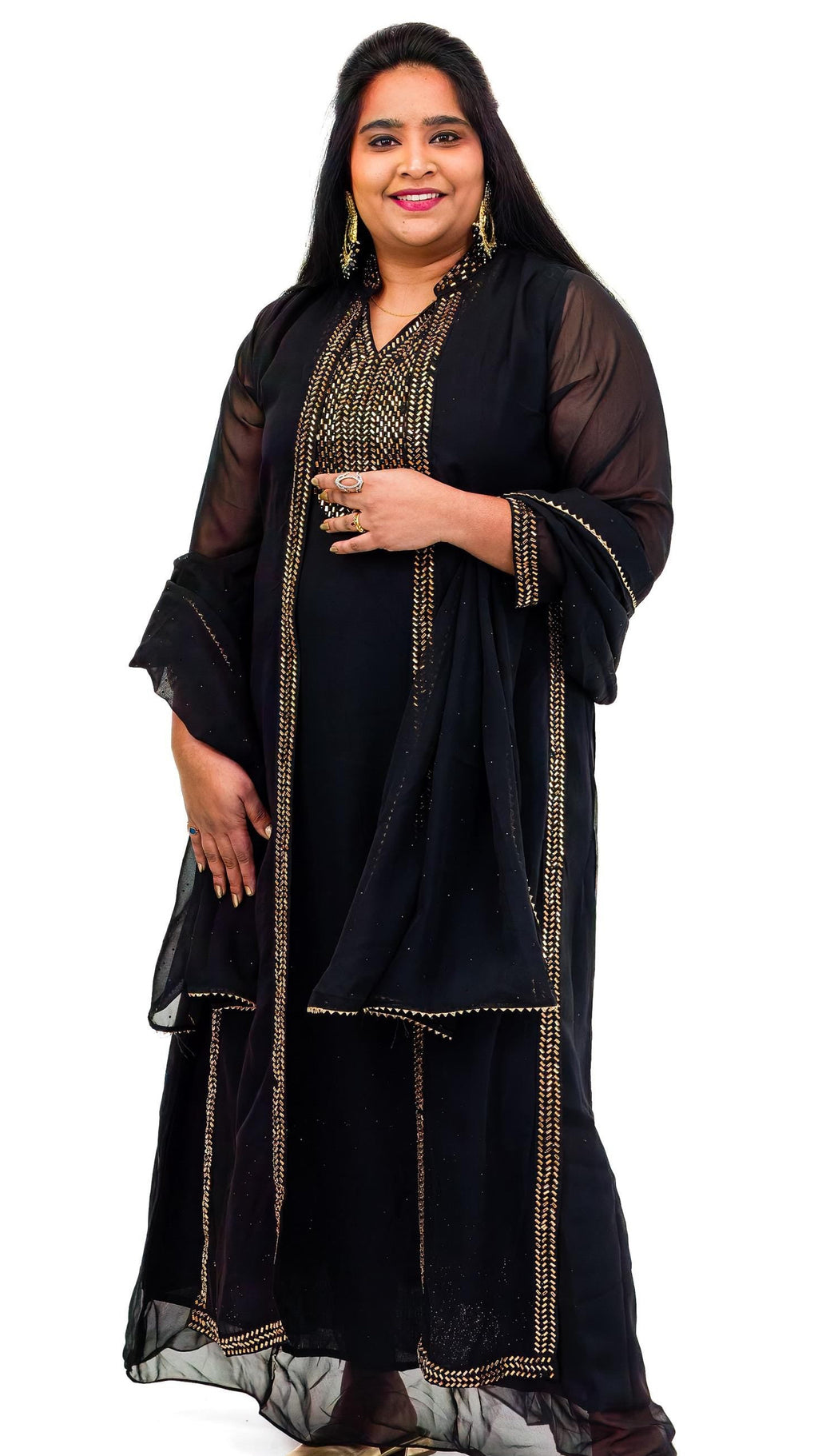 Black Georgette Embroided Gown