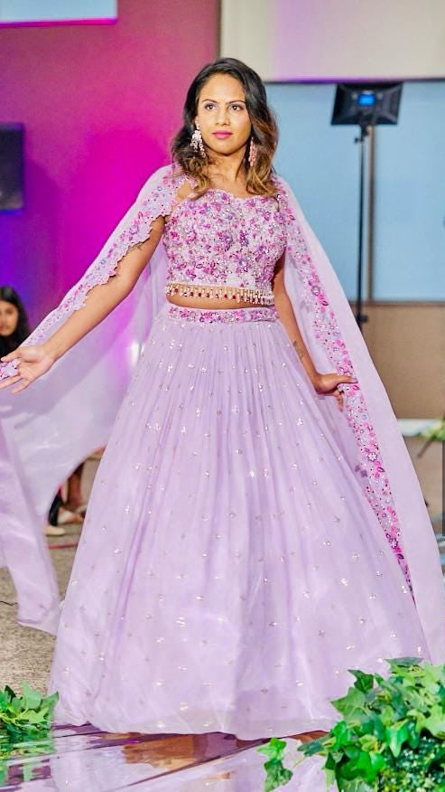 Lavender Lehnga With Cape