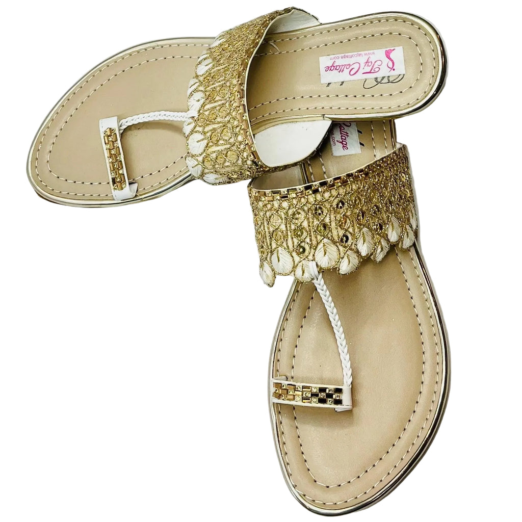 Beige & White Color Sandals