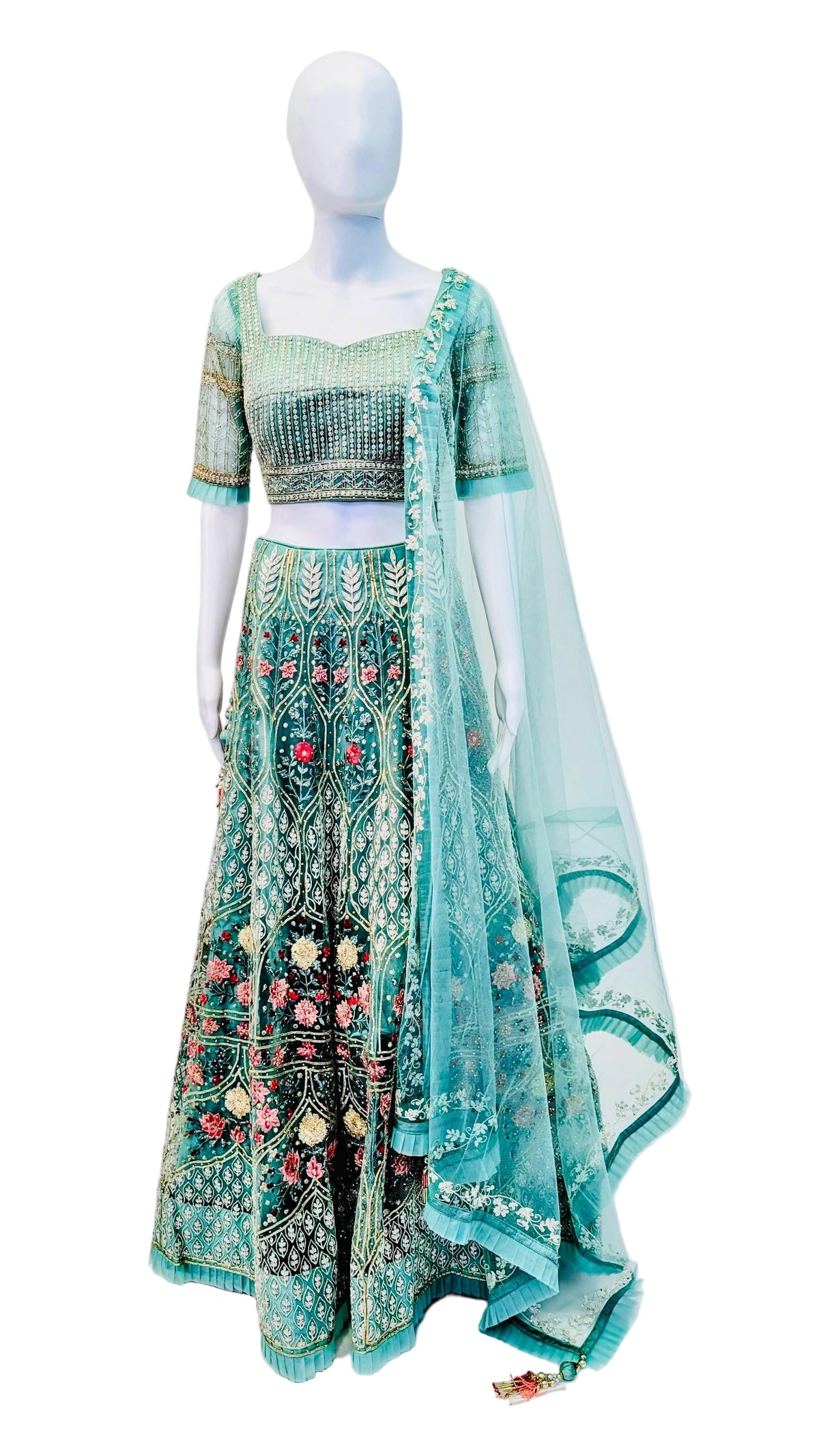 Teal Color Bridal Lehnga