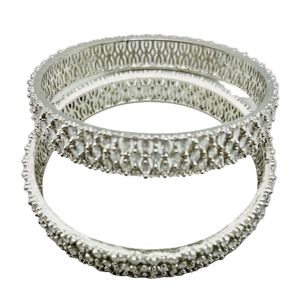 White Stone Silver Bangle