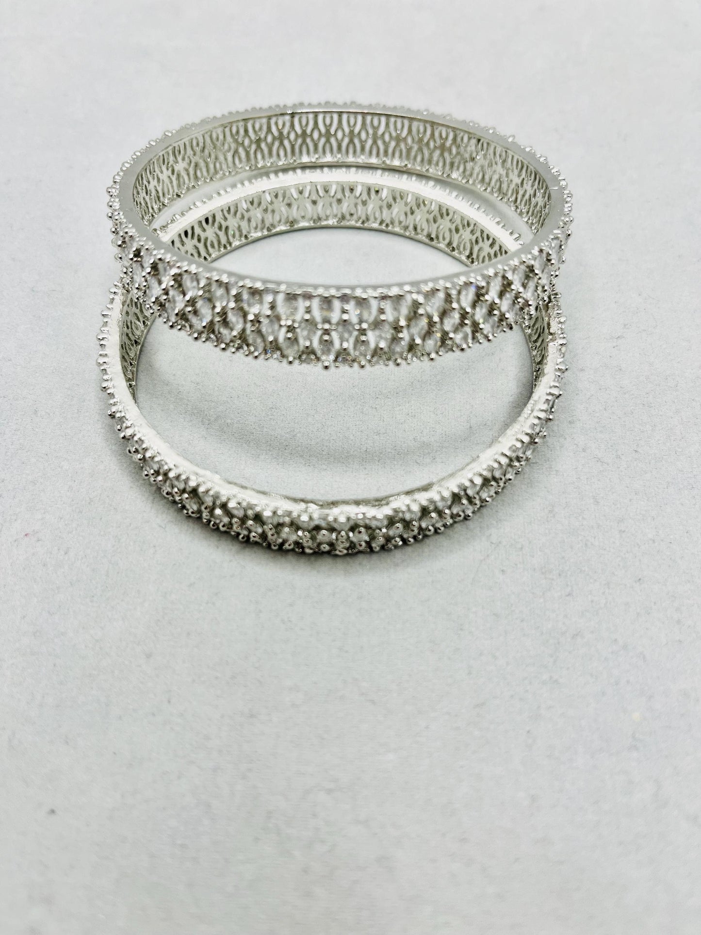 White Stone Silver Bangle