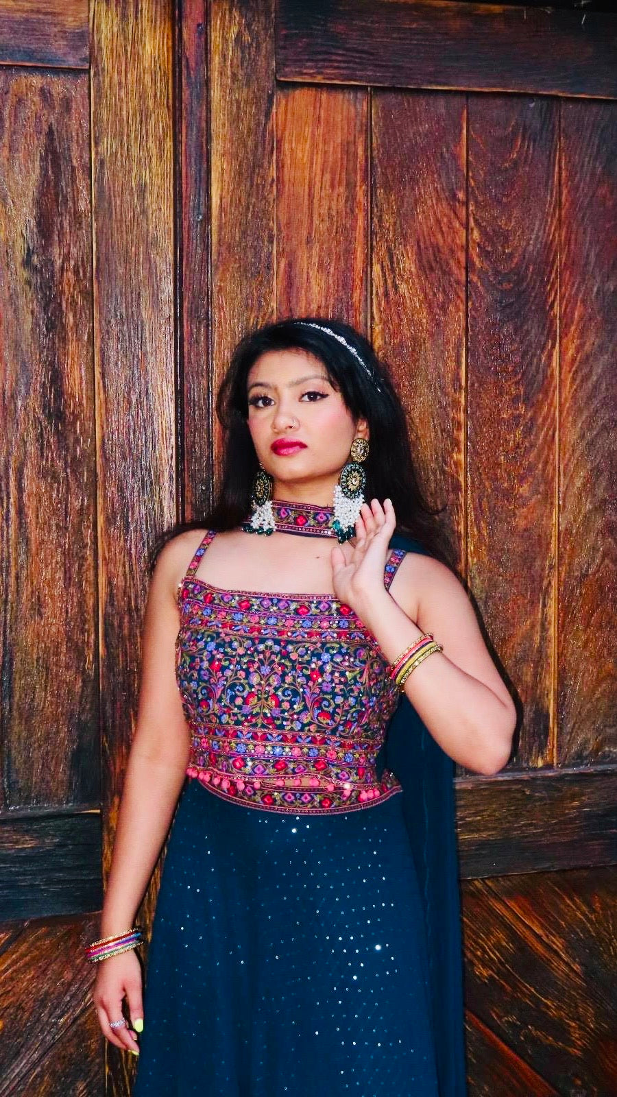 Teal Indo-Western Palazzo Set