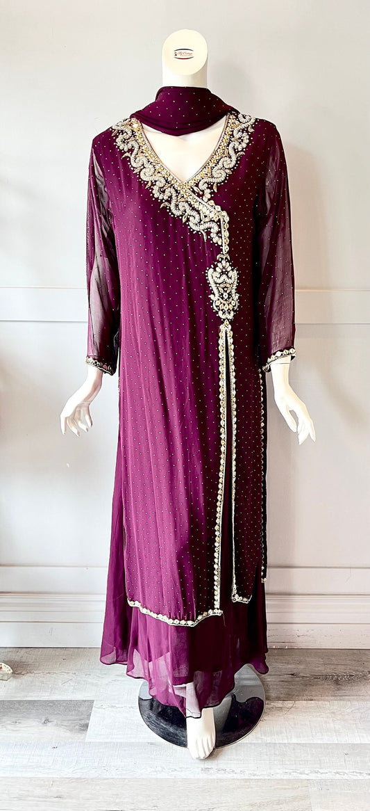 Wine georgette gown