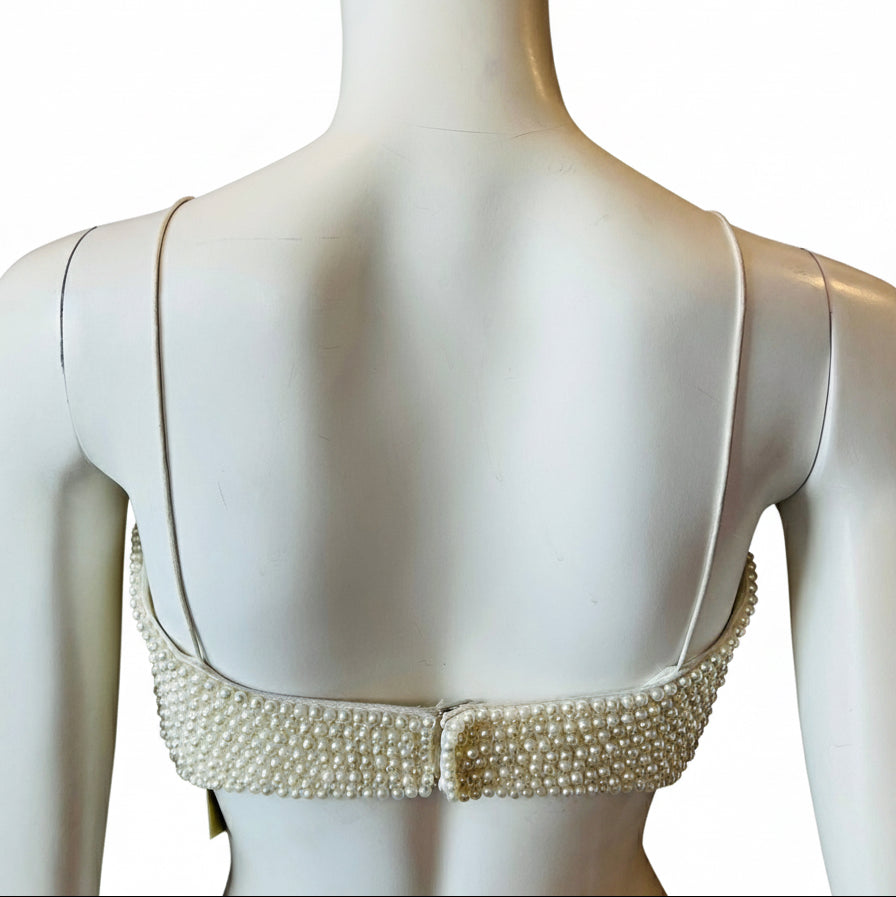 Cream Pearl Strap Blouse