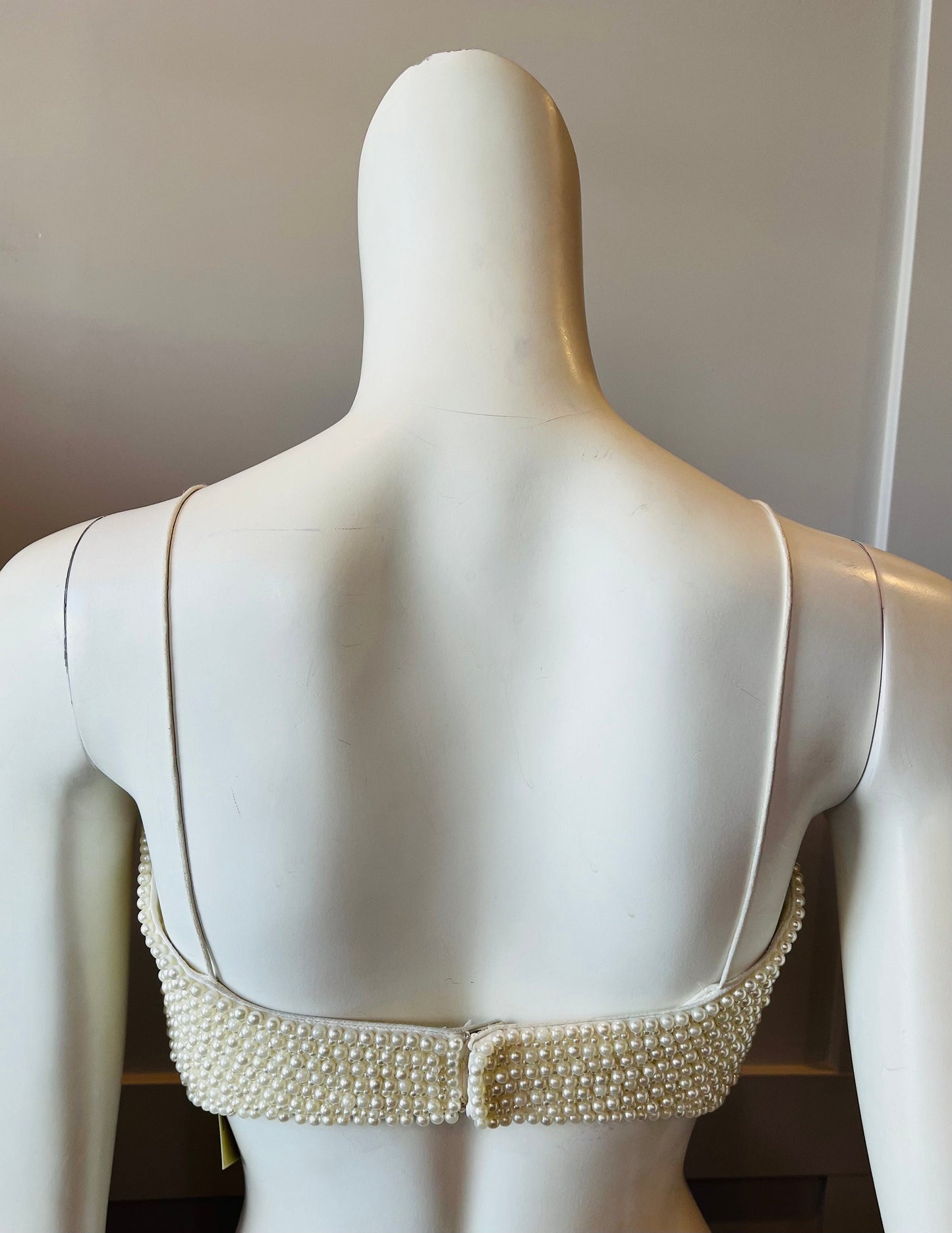 Cream Pearl Strap Blouse