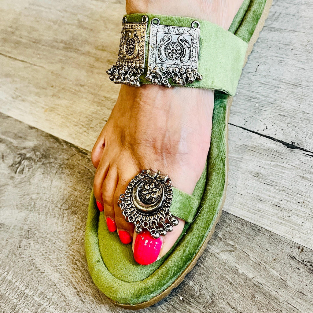 Light Green Velvet Sandals