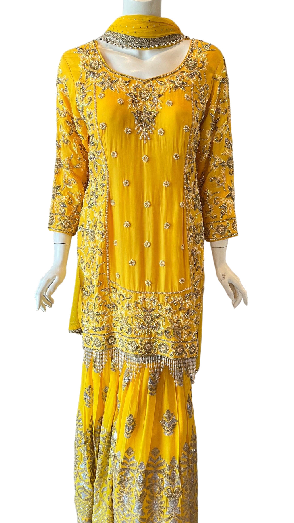 Yellow Georgette Palazzo Set