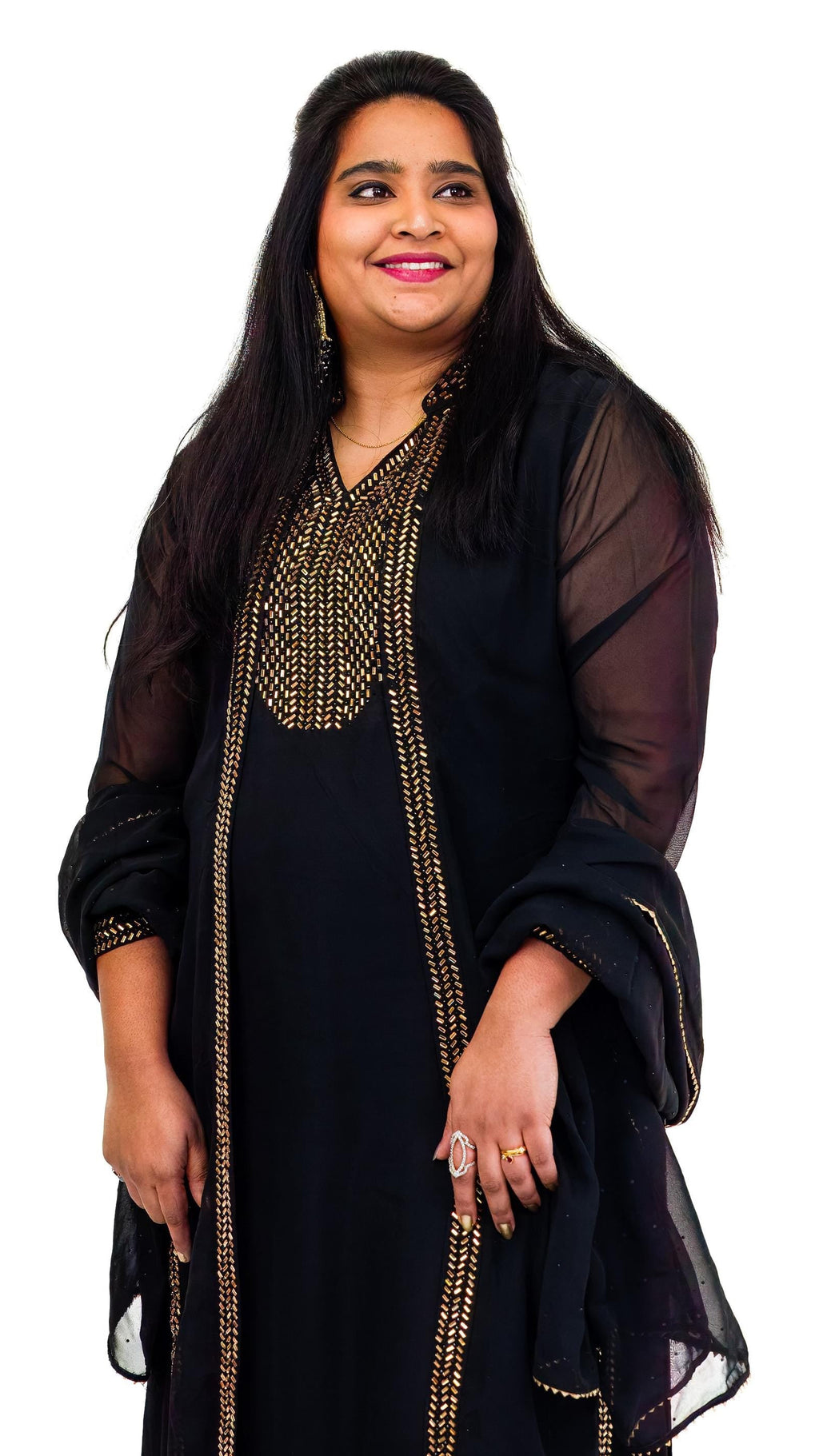 Black Georgette Embroided Gown