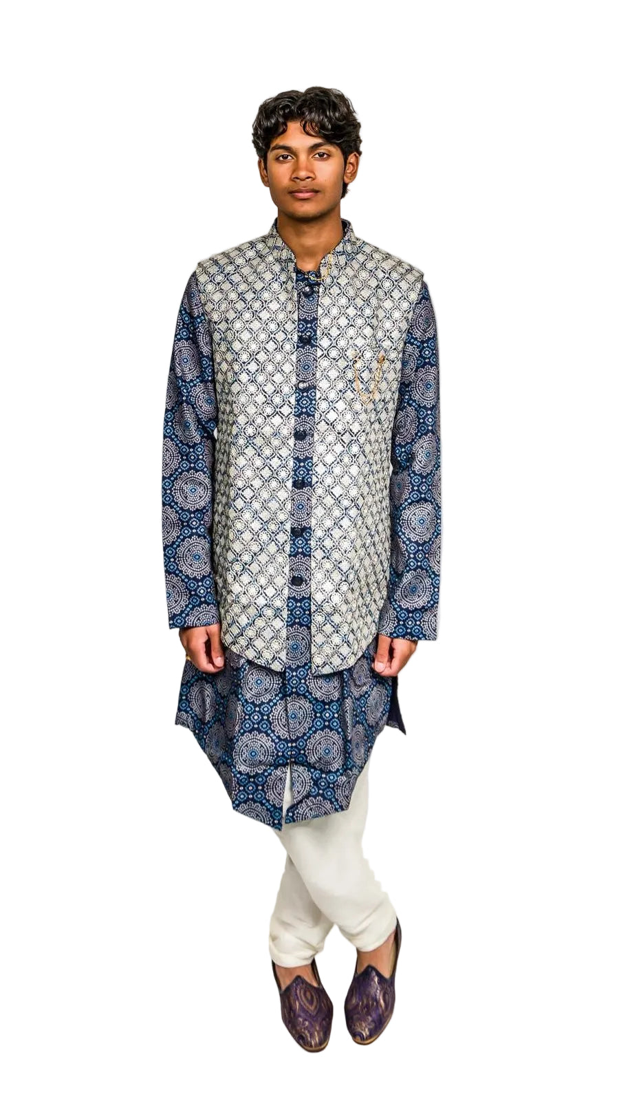 Navy Blue Vest Kurta Set