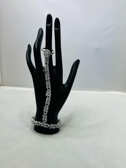 Silver bracelet with ring