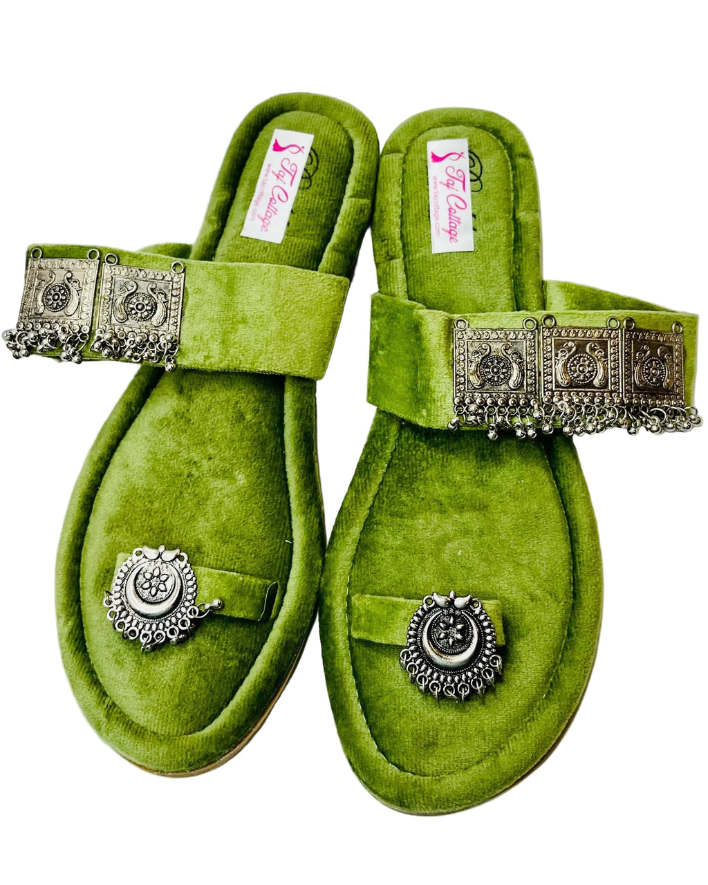 Light Green Velvet Sandals