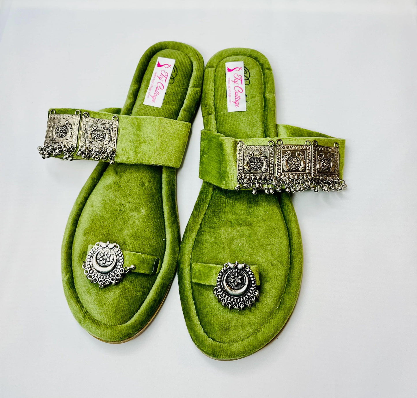 Light Green Velvet Color Sandals