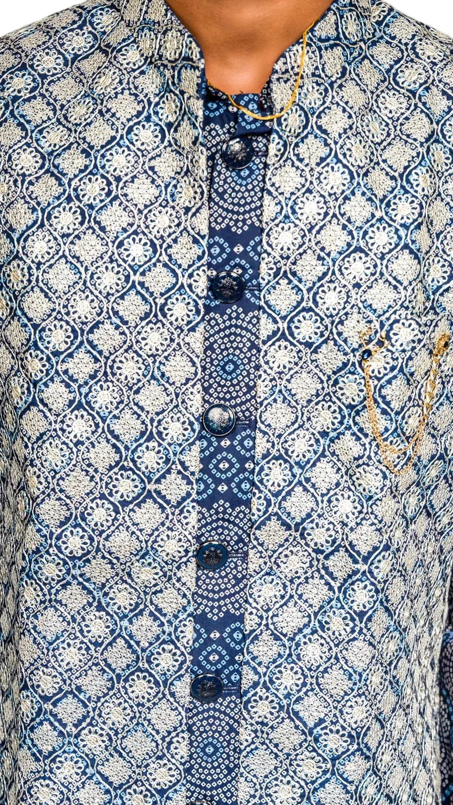 Navy Blue Vest Kurta Set