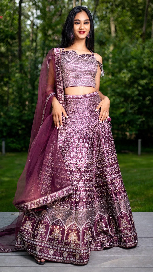 Wine Color Lehnga Set