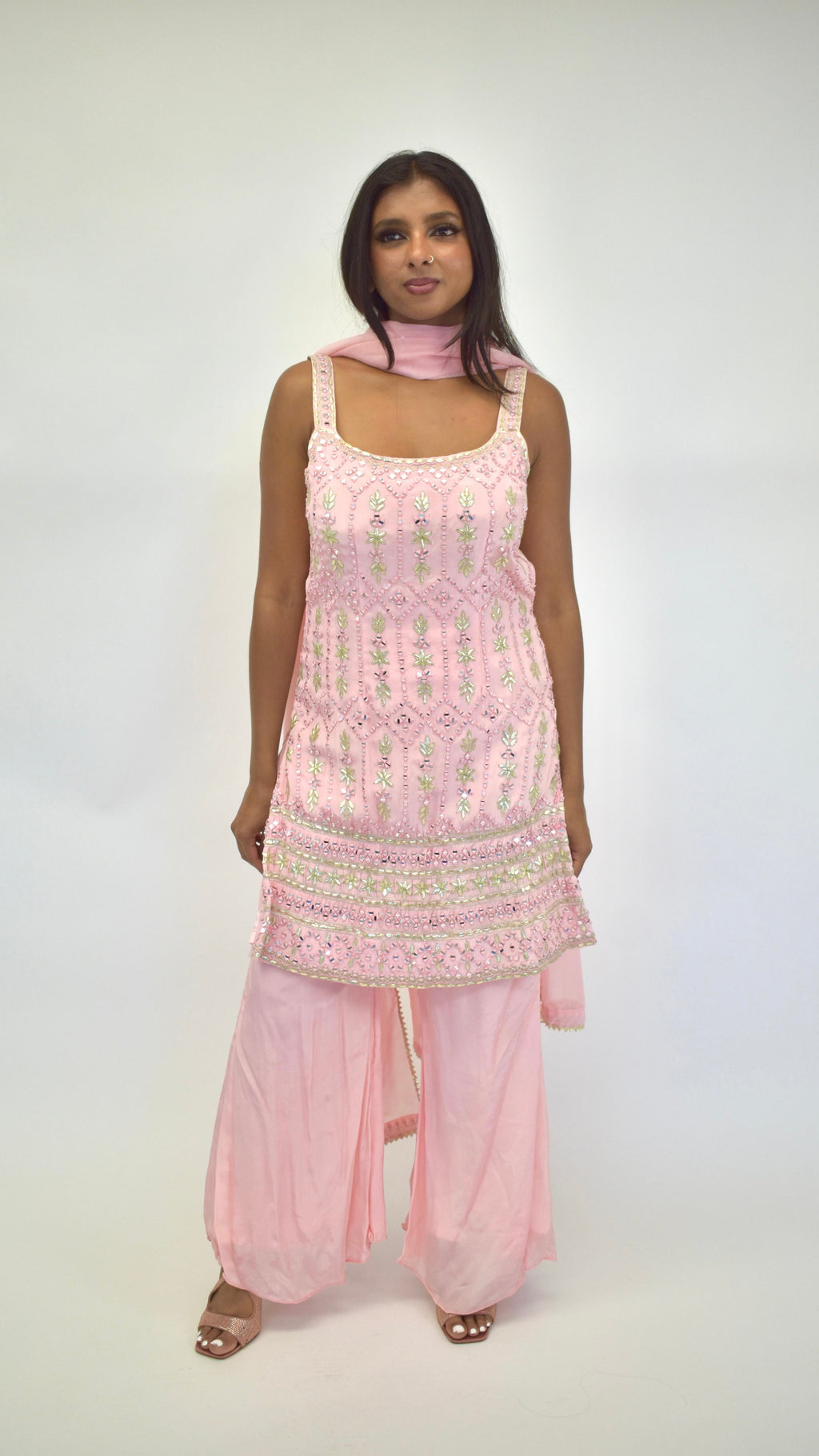 Pink Palazzo Sleevless Set