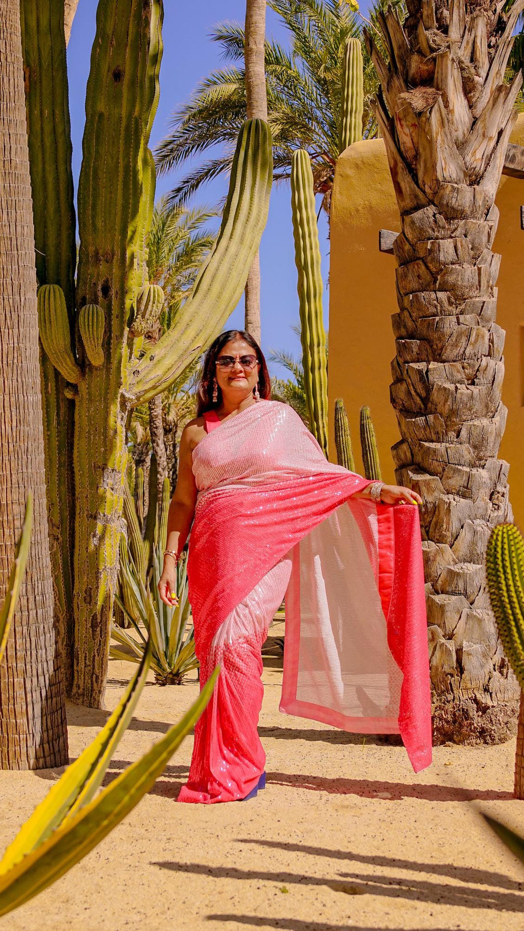 Ombré Sequins Readymade Saree