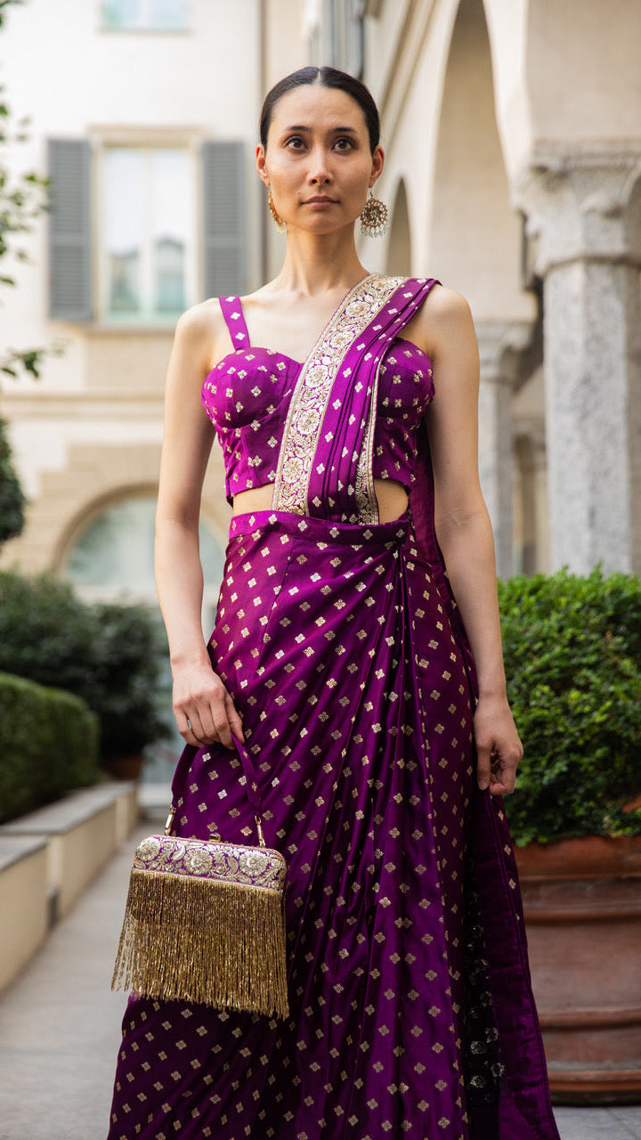 Purple Readymade Saree