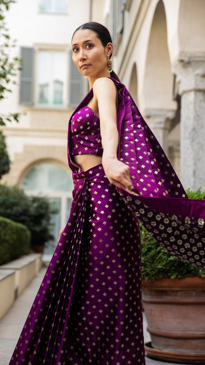 Purple Readymade Saree