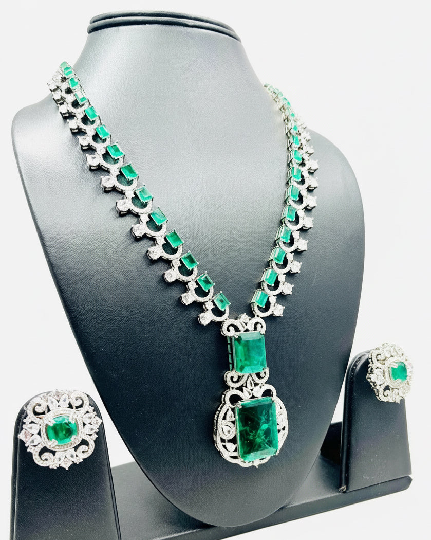 Green Long  Necklace Set