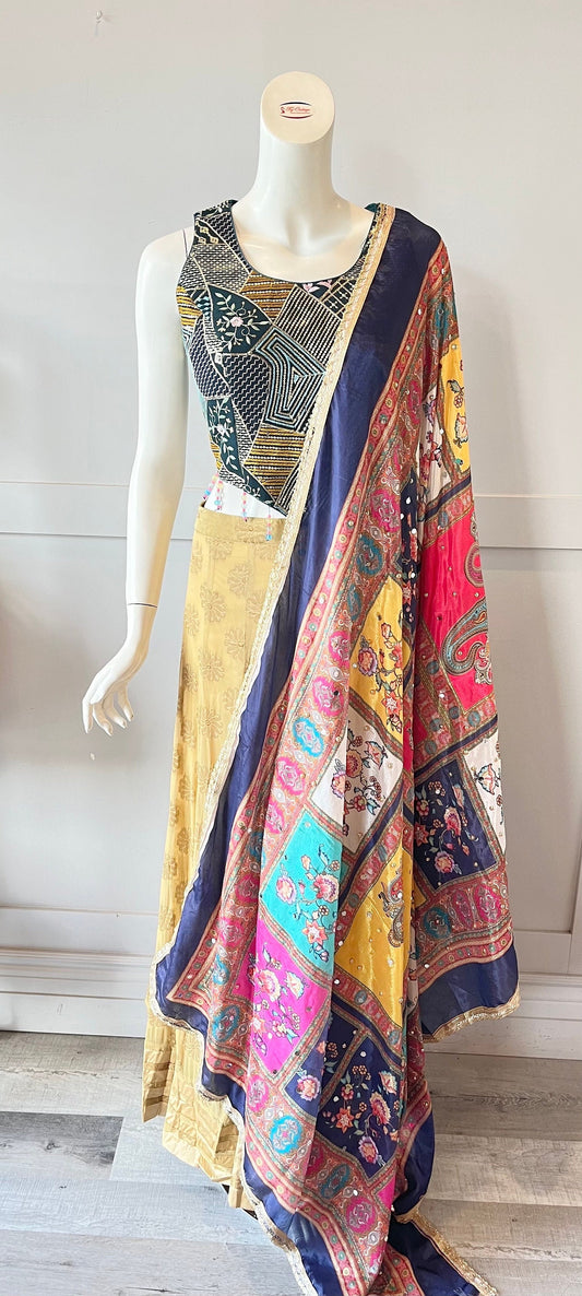 Gold & Blue  Lehnga