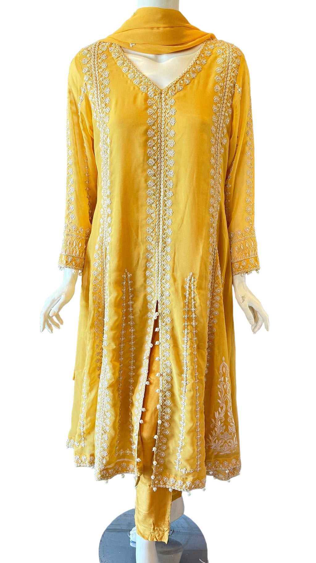 Yellow Embroidered Pant Set