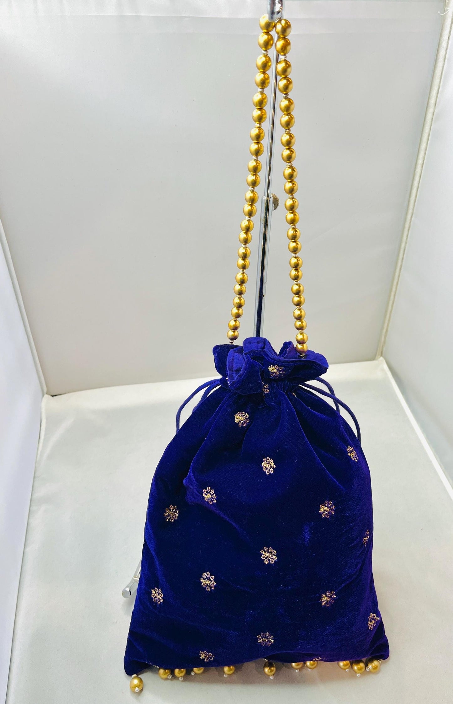 Navy Blue Velvet Bag