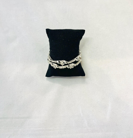 Silver Rhinestone Bangles