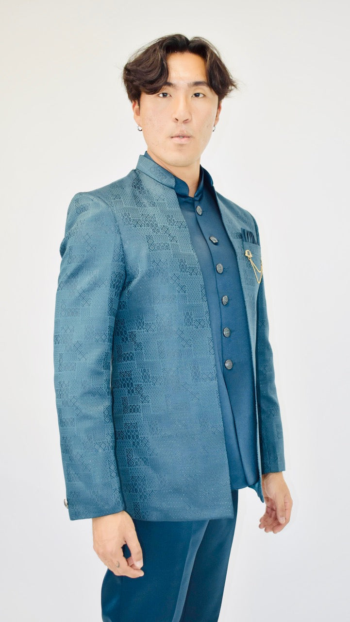Peacock Blue Indo-Western Set