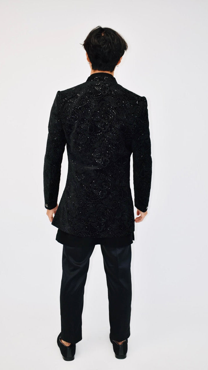 Black Indo-Western Sherwani Set