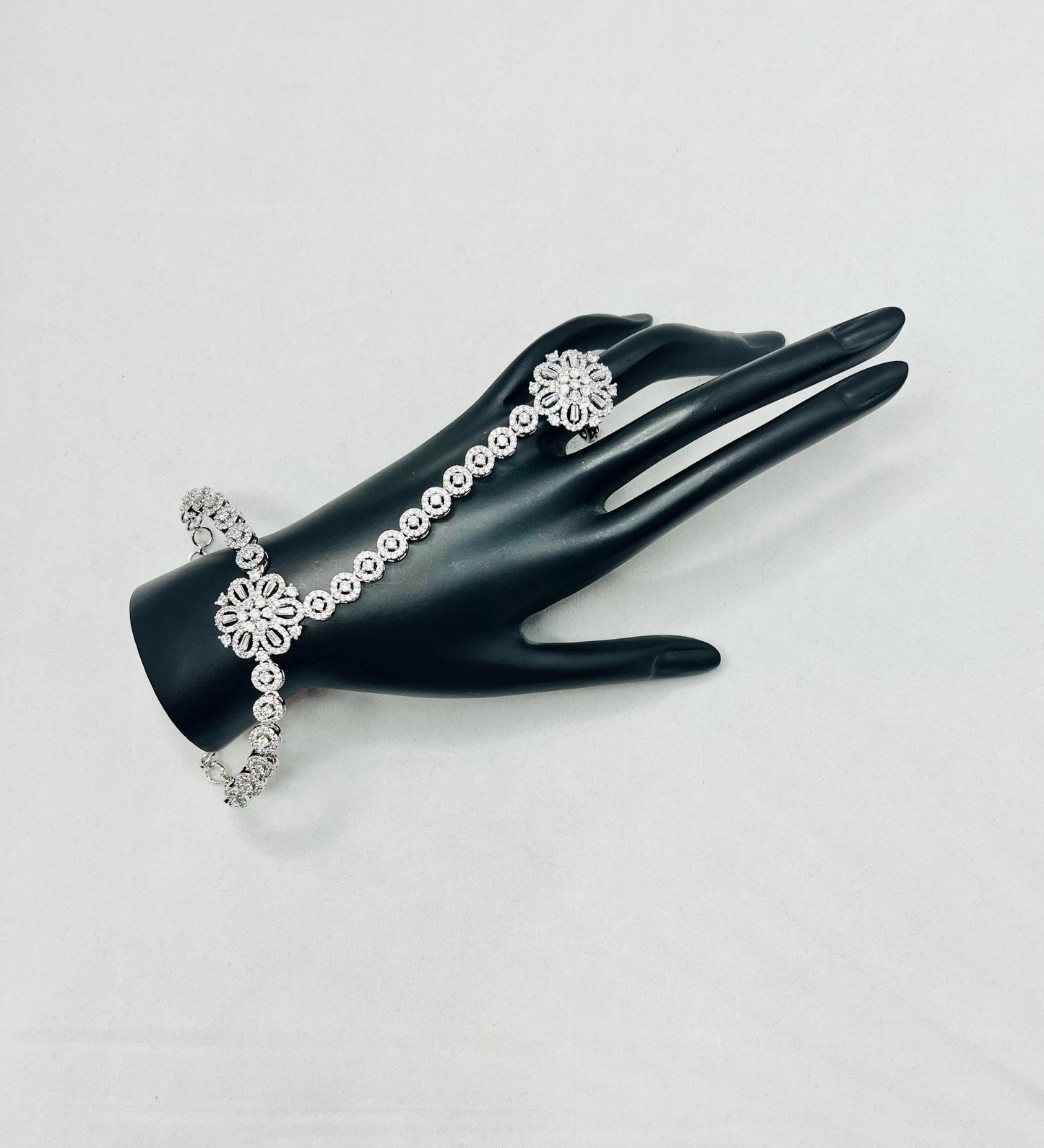 Silver Bracelet with finger ring