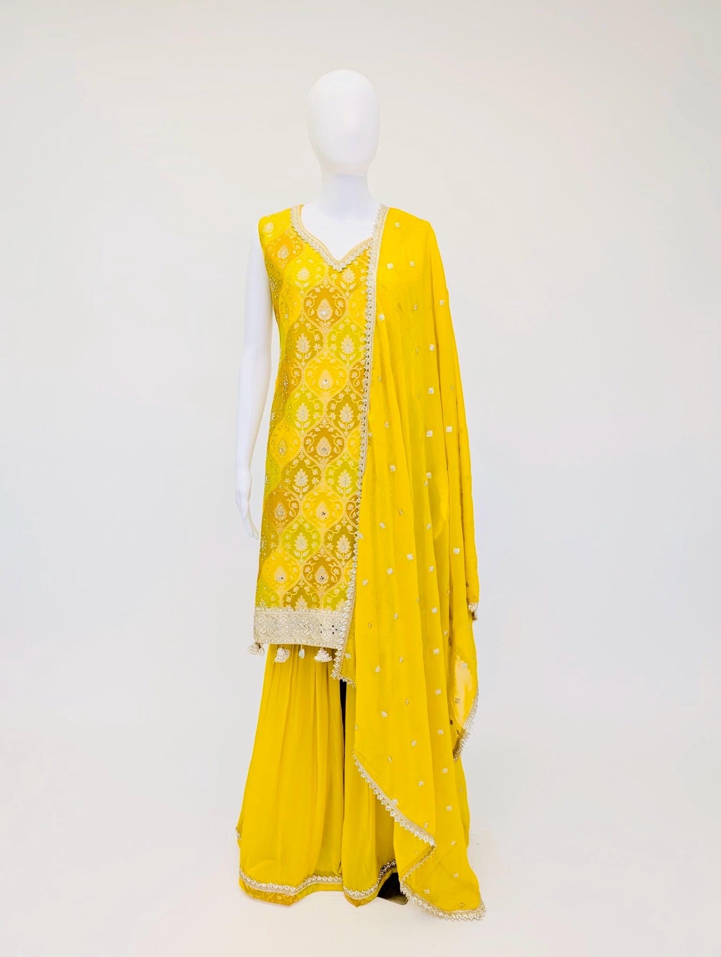 Mustard Yellow Color Sharara Suit