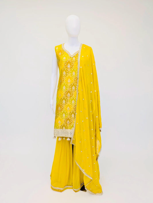 Mustard Yellow Color Sharara Suit