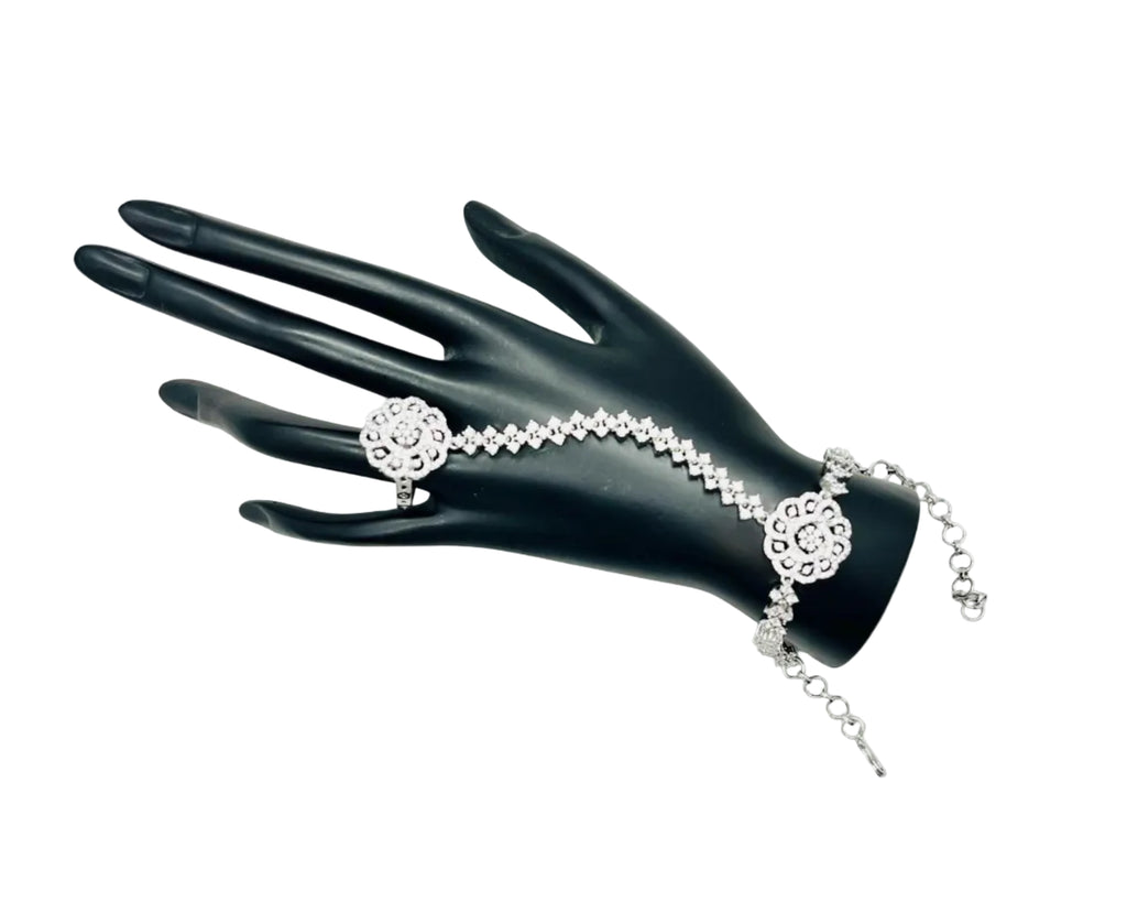 Silver Bracelet with Finger Ring